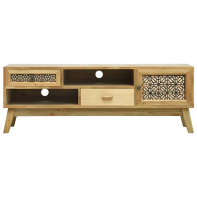 Berkfield TV Cabinet Carving Brown 120x30x42 cm Wood