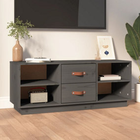 Berkfield TV Cabinet Grey 100x34x40 cm Solid Wood Pine