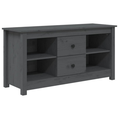 Berkfield TV Cabinet Grey 103x36.5x52 cm Solid Wood Pine