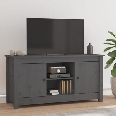 Berkfield TV Cabinet Grey 103x36.5x52 cm Solid Wood Pine