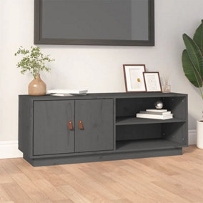 Berkfield TV Cabinet Grey 105x34x40 cm Solid Wood Pine