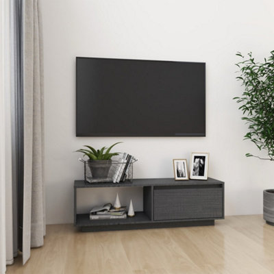 Berkfield TV Cabinet Grey 110x30x33.5 cm Solid Pinewood