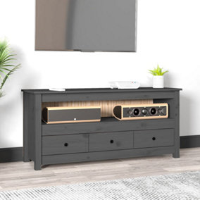 Berkfield TV Cabinet Grey 114x35x52 cm Solid Wood Pine