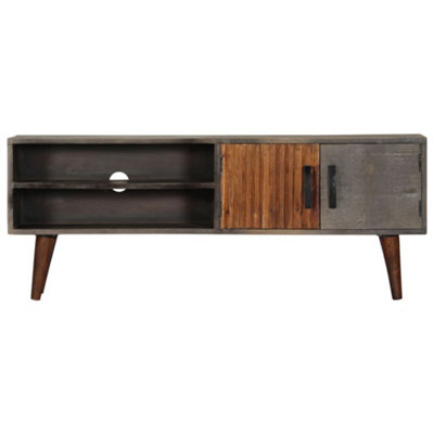 Berkfield TV Cabinet Grey 130x30x46 cm Solid Rough Mango Wood