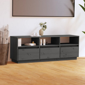 Berkfield TV Cabinet Grey 140x37x50 cm Solid Wood Pine
