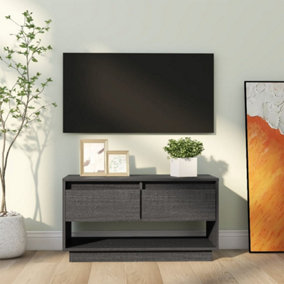 Berkfield TV Cabinet Grey 74x34x40 cm Solid Wood Pine