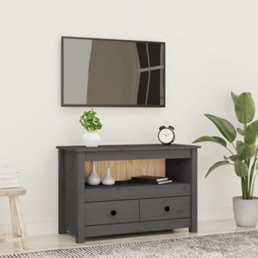 Berkfield TV Cabinet Grey 79x35x52 cm Solid Wood Pine