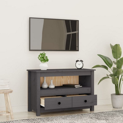 Berkfield TV Cabinet Grey 79x35x52 cm Solid Wood Pine