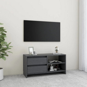 Berkfield TV Cabinet Grey 80x31x39 cm Solid Pinewood