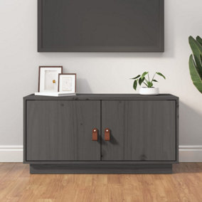 Berkfield TV Cabinet Grey 80x34x40 cm Solid Wood Pine