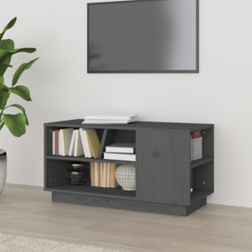 Berkfield TV Cabinet Grey 80x35x40.5 cm Solid Wood Pine