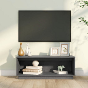 Berkfield TV Cabinet Grey 90x35x35 cm Solid Wood Pine
