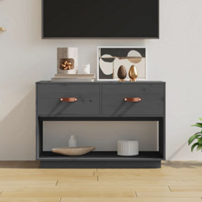 Berkfield TV Cabinet Grey 90x40x60 cm Solid Wood Pine