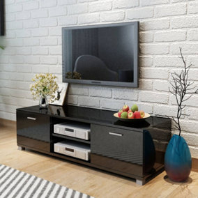 Berkfield TV Cabinet High-Gloss Black 140x40.3x34.7 cm