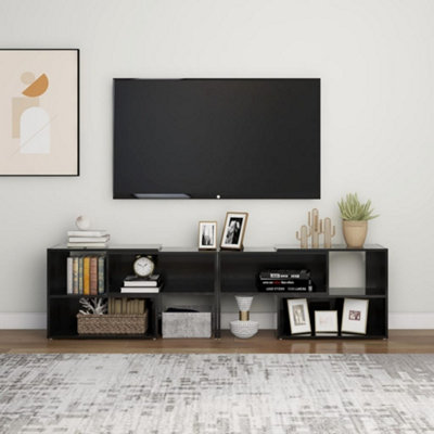 Berkfield TV Cabinet High Gloss Black 149x30x52 cm Engineered Wood