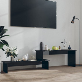 Berkfield TV Cabinet High Gloss Black 180x30x43 cm Engineered Wood