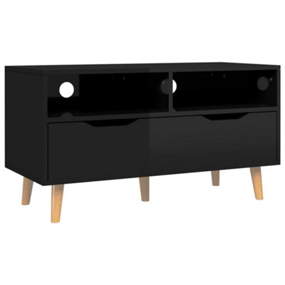 Berkfield TV Cabinet High Gloss Black 90x40x48.5 cm Engineered Wood