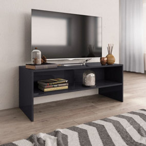 Berkfield TV Cabinet High Gloss Grey 100x40x40 cm Engineered Wood