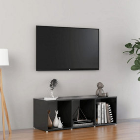 Berkfield TV Cabinet High Gloss Grey 107x35x37 cm Engineered Wood