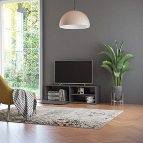 Berkfield TV Cabinet High Gloss Grey 120x34x37 cm Engineered Wood