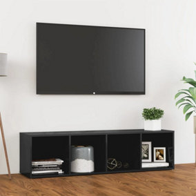 Berkfield TV Cabinet High Gloss Grey 142.5x35x36.5 cm Engineered Wood