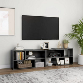 Berkfield TV Cabinet High Gloss Grey 149x30x52 cm Engineered Wood