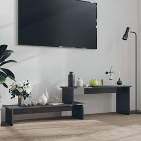 Berkfield TV Cabinet High Gloss Grey 180x30x43 cm Engineered Wood