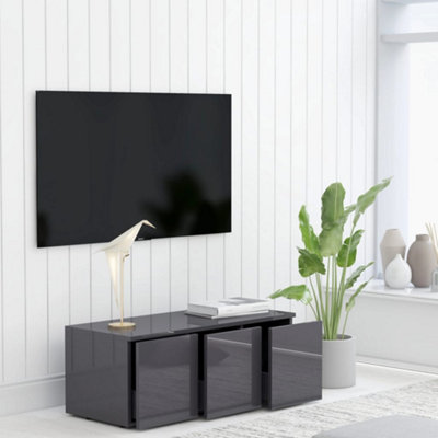 Berkfield TV Cabinet High Gloss Grey 80x34x30 cm Engineered Wood