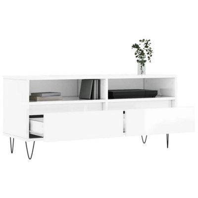 Berkfield TV Cabinet High Gloss White 100x34.5x44.5 cm Engineered Wood