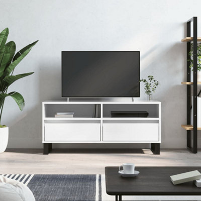 Berkfield TV Cabinet High Gloss White 100x34.5x44.5 cm Engineered Wood