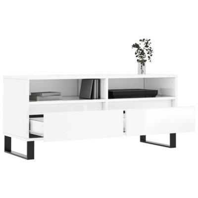 Berkfield TV Cabinet High Gloss White 100x34.5x44.5 cm Engineered Wood