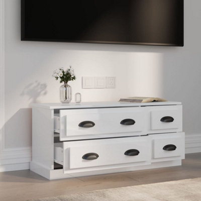 Berkfield TV Cabinet High Gloss White 100x35.5x45 cm Engineered Wood
