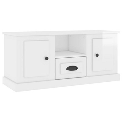 Berkfield TV Cabinet High Gloss White 100x35.5x45 cm Engineered Wood