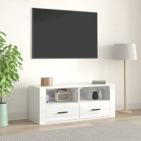 Berkfield TV Cabinet High Gloss White 100x35x40 cm Engineered Wood