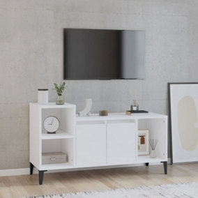 Berkfield TV Cabinet High Gloss White 100x35x55 cm Engineered Wood