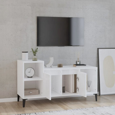Berkfield TV Cabinet High Gloss White 100x35x55 cm Engineered Wood