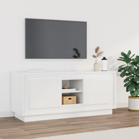 Berkfield TV Cabinet High Gloss White 102x35x45 cm Engineered Wood