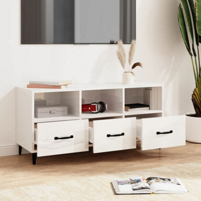 Berkfield TV Cabinet High Gloss White 102x35x50 cm Engineered Wood