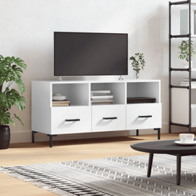 Berkfield TV Cabinet High Gloss White 102x36x50 cm Engineered Wood