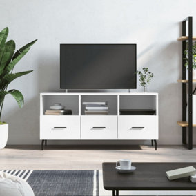 Berkfield TV Cabinet High Gloss White 102x36x50 cm Engineered Wood