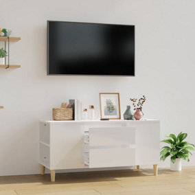 Berkfield TV Cabinet High Gloss White 102x44.5x50 cm Engineered Wood