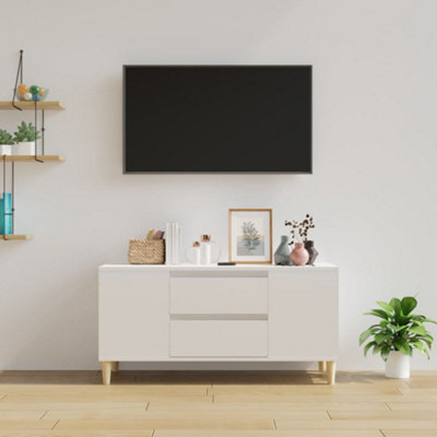 Berkfield TV Cabinet High Gloss White 102x44.5x50 cm Engineered Wood