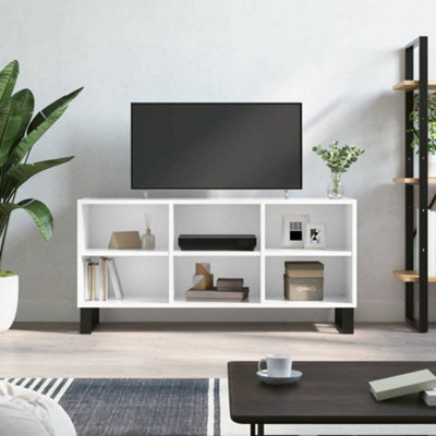 Berkfield TV Cabinet High Gloss White 103.5x30x50 cm Engineered Wood