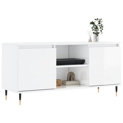 Berkfield TV Cabinet High Gloss White 104x35x50 cm Engineered Wood