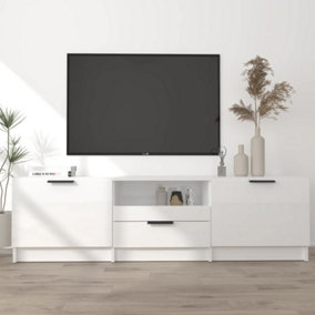 Berkfield TV Cabinet High Gloss White 140x35x40 cm Engineered Wood