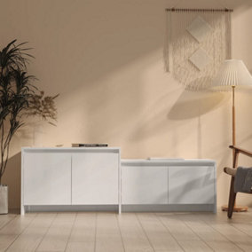 Berkfield TV Cabinet High Gloss White 146.5x35x50 cm Engineered Wood