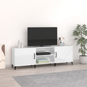 Berkfield TV Cabinet High Gloss White 150x30x50 cm Engineered Wood