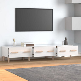 Berkfield TV Cabinet High Gloss White 150x34.5x30 cm Engineered Wood