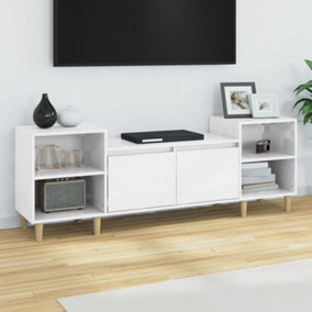 Berkfield TV Cabinet High Gloss White 160x35x55 cm Engineered Wood