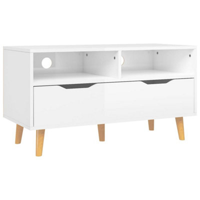 Berkfield TV Cabinet High Gloss White 90x40x48.5 cm Engineered Wood